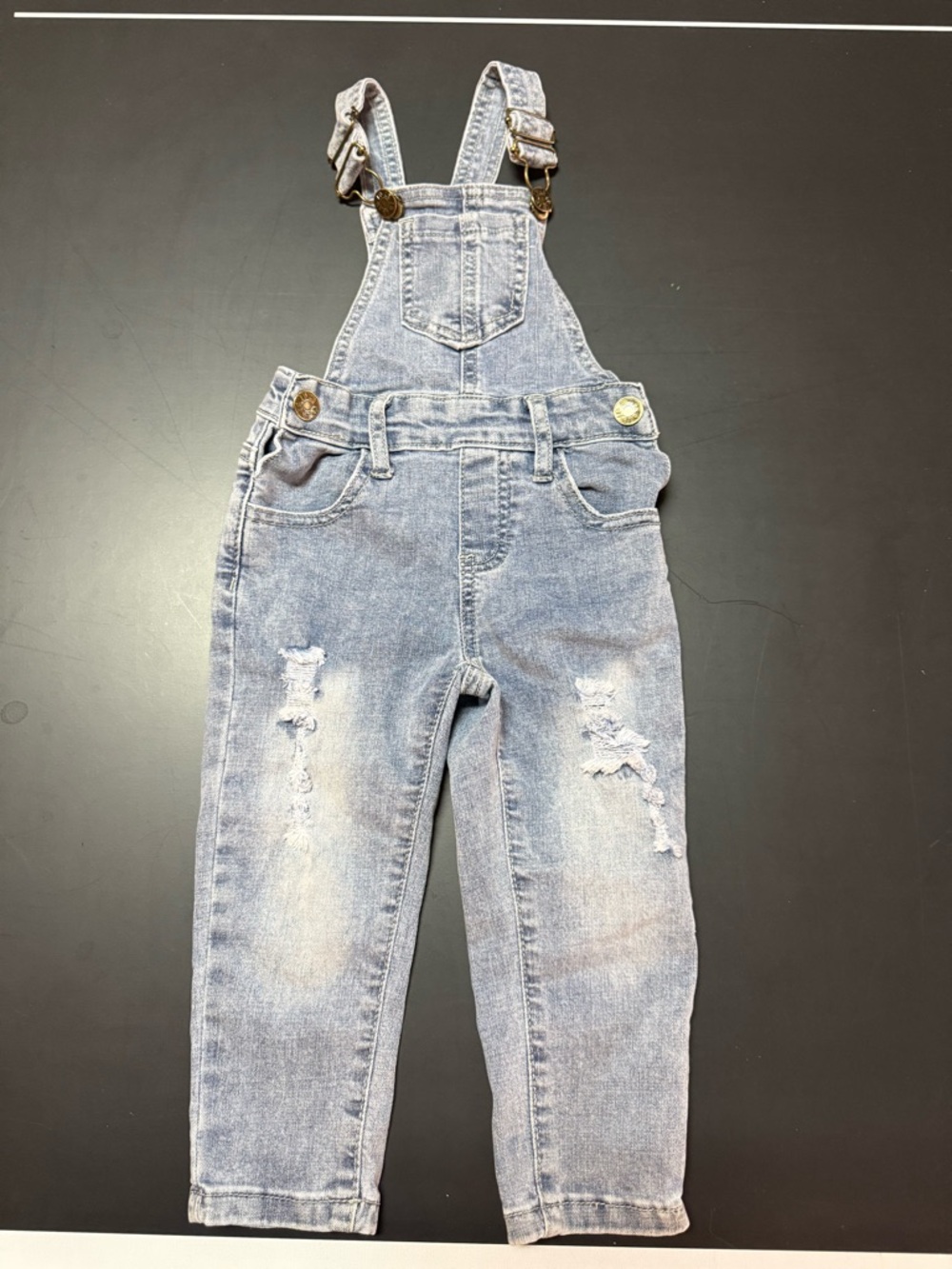 Little Bipsy Distressed Denim Overall - Light Wash